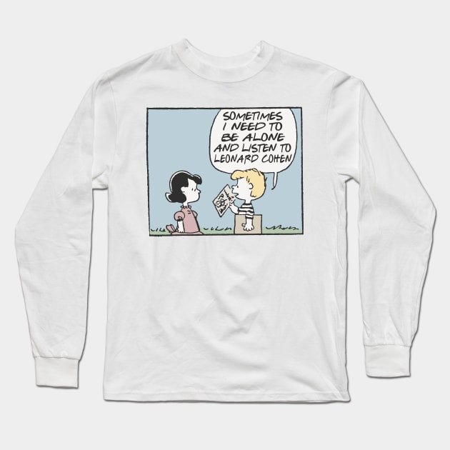 Leonard Cohen / Vinyl Obsessive Comic / Fan Art Design Long Sleeve T-Shirt by DankFutura